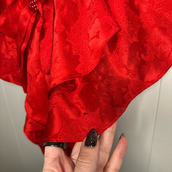 Vintage Victoria’s Secret Satin Romper Red Beaded Y2K Lingerie Bodysuit S - Picture 5 of 8